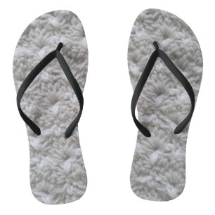 Crochet Shell Stitch Grey/White Yarn Crafts Thongs