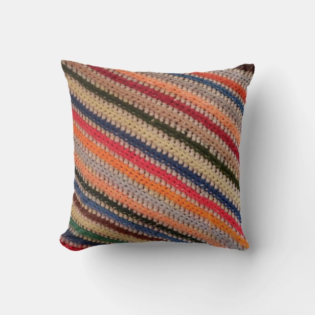 Crochet Stripes Cushion (Front)