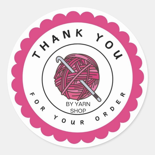 Crochet Thank You Business Customise Circle Classic Round Sticker (Front)