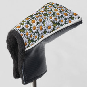 Crochet White Daisies Spring Wildflowers Golf Head Cover