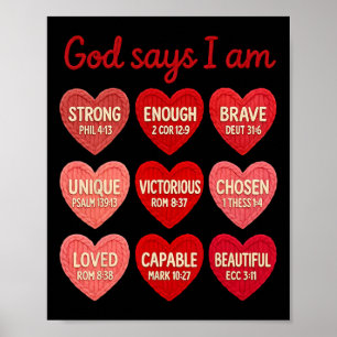 Crochet Yarn God Says I Am Christian Candy Heart V Poster