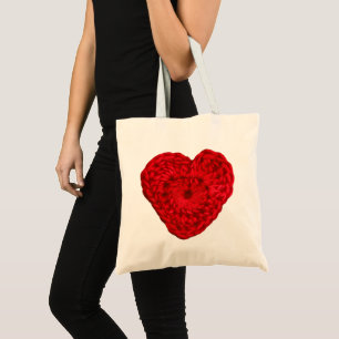 Crochet Yarn Heart • Handmade Crafts Tote Bag