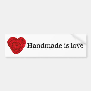 Crochet Yarn Heart Handmade Is Love Bumper Sticker