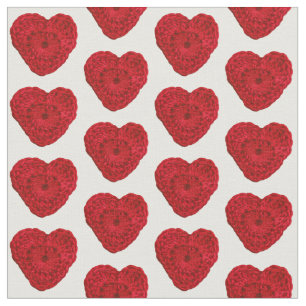 Crochet Yarn Heart Red Craft Fabric