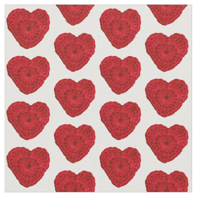 Crochet Yarn Heart Red Craft Fabric (Close Up)