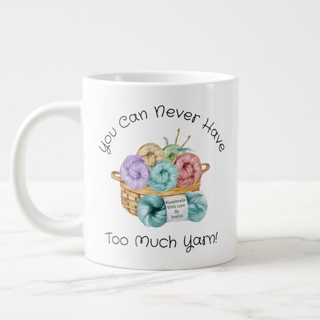 Crochet Yarn Personalised Large Coffee Mug (Left)