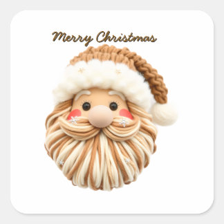 Crochet yarn Santa Square Sticker