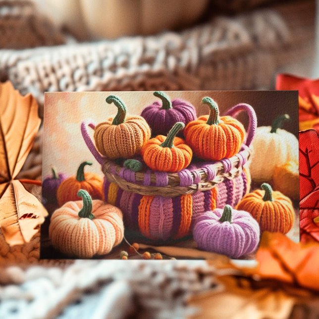 Crocheted Autumn Pumpkins Still Life Postcard (Creator Uploaded)