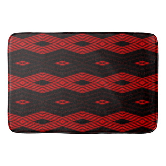 Crocheted Black & Red Bath Mat (Front)