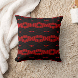 Crocheted Black & Red Cushion