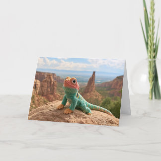 Crocheted Collared Lizard in CO National Monument Holiday Card