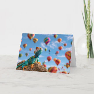 Crocheted Collared Lizard visits the balloon festi Holiday Card