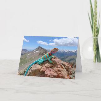 Crocheted Collared Lizard visits the San Juans Holiday Card