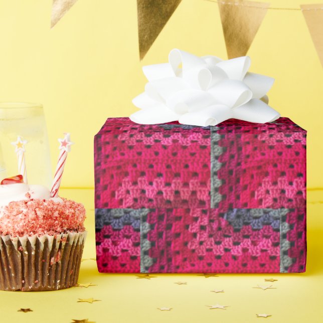 Crocheted Granny Square Pattern Wrapping Paper (Birthday Party)