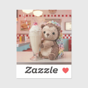 Crocheted Hedgehog and Milkshake at Retro Diner