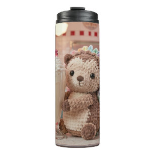 Crocheted Hedgehog and Milkshake at Retro Diner Thermal Tumbler