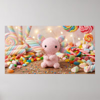 Crocheted Pink Axolotl Pastel Candy 