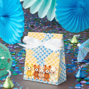 Crocheted Stuffed Animals Blue and Yellow Favour Box