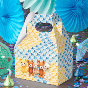 Crocheted Stuffed Animals Blue and Yellow Favour Box
