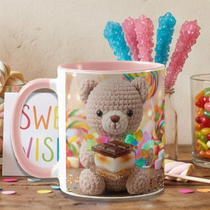 Crocheted Teddy Bear with S'more Personalised Mug
