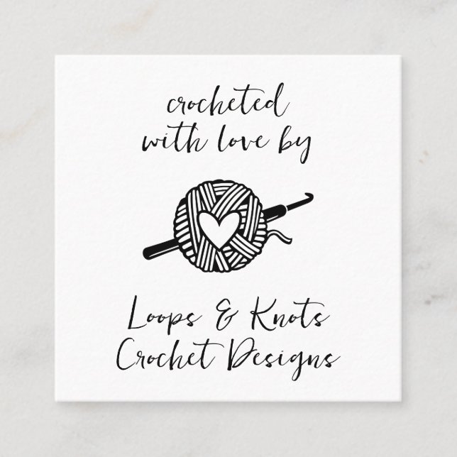 Crocheted With Love Square Business Card (Front)