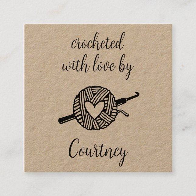 Crocheted With Love Square Business Card (Front)