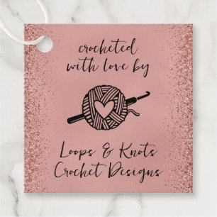 Crocheted With Love Square Favour Tags