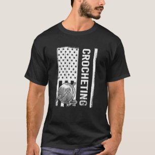 Crocheting American Flag 4th of July for women men T-Shirt