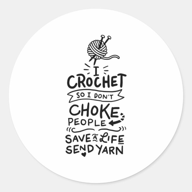 Crocheting Crochet Wool Classic Round Sticker (Front)