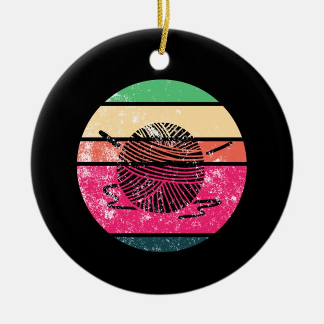 Crocheting Crochet Wool Knitting Ceramic Ornament (Front)