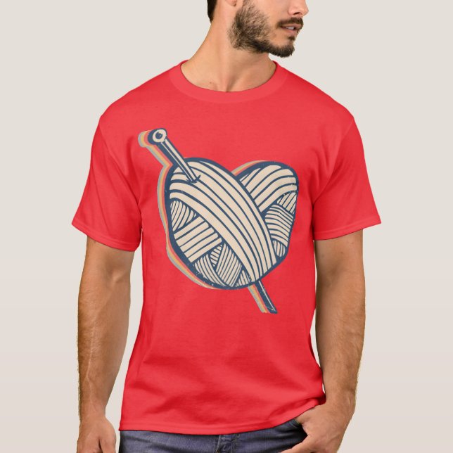 Crocheting Crocheter Crochet Knitting Heart Retro  T-Shirt (Front)