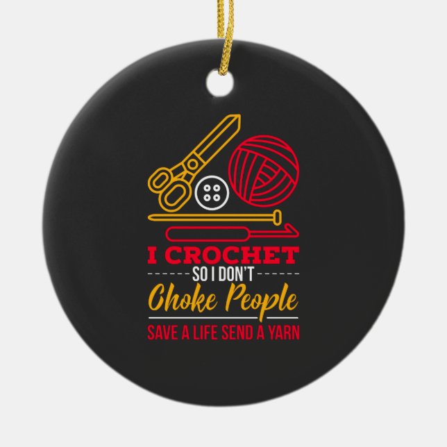 Crocheting Crocheter Gift Ceramic Ornament (Front)