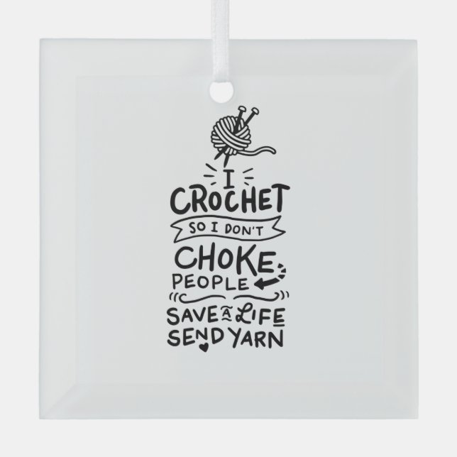 Crocheting Crocheter Gift Glass Tree Decoration (Front)