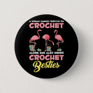 Crocheting Flamingo Crafting Crochet Friends Yarn 6 Cm Round Badge