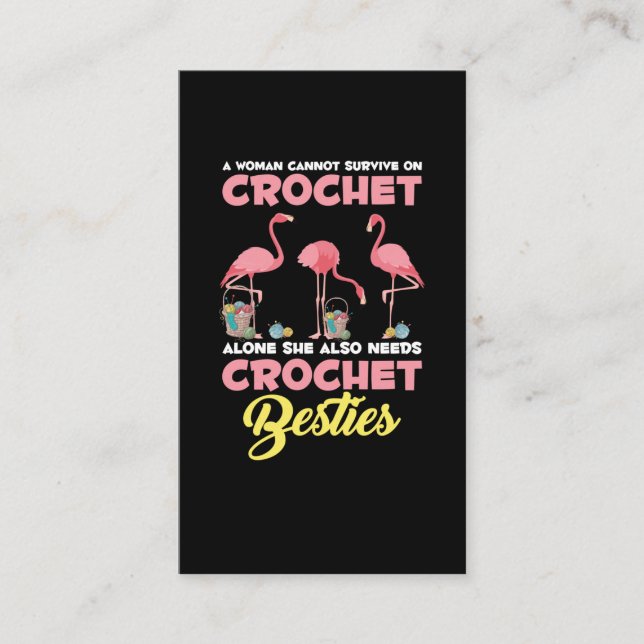 Crocheting Flamingo Crafting Crochet Friends Yarn Business Card (Front)