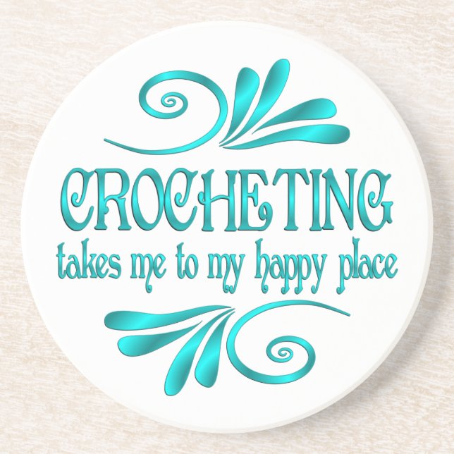 Crocheting Happy Place Coaster (Front)