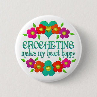 Crocheting Heart Happy 6 Cm Round Badge