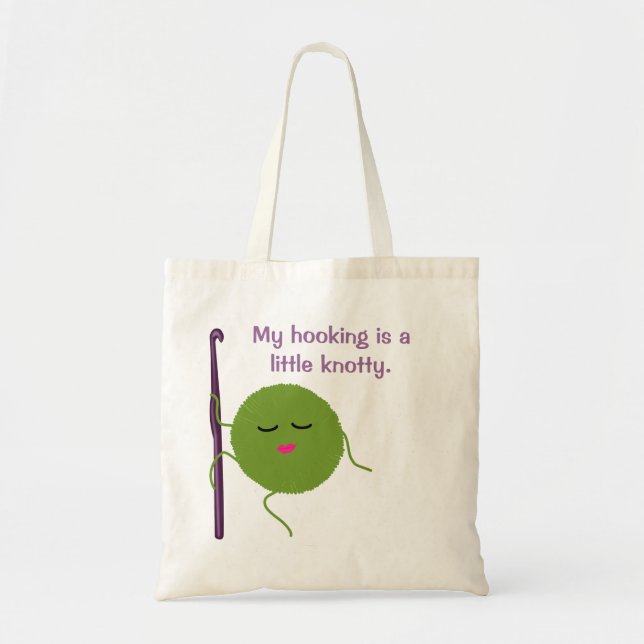 Crocheting humour tote bag (Front)