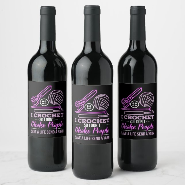 Crocheting Knitting Gift Wine Label (Bottles)