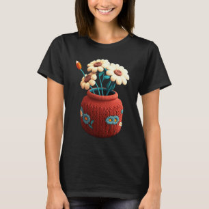 Crocheting Mom Knitted Flower Vase Mom  1 T-Shirt