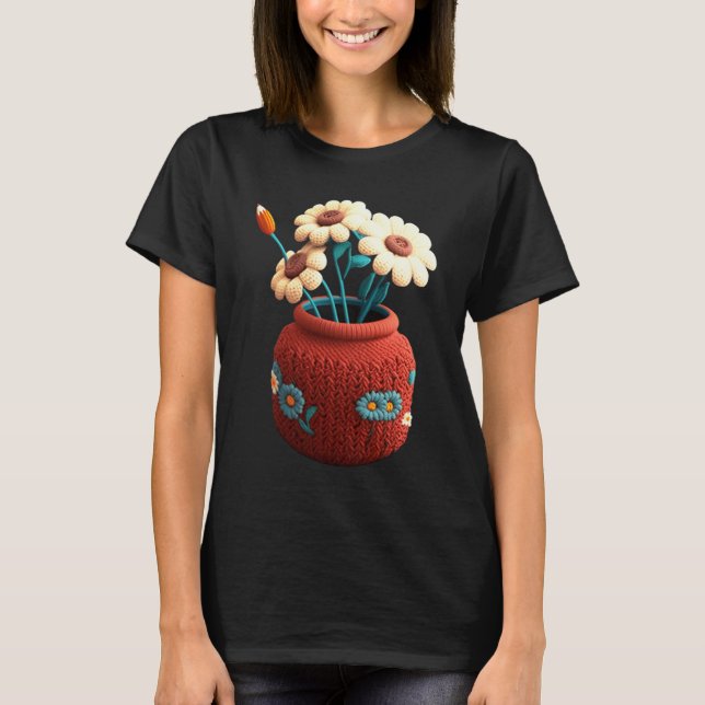 Crocheting Mom Knitted Flower Vase Mom  1 T-Shirt (Front)