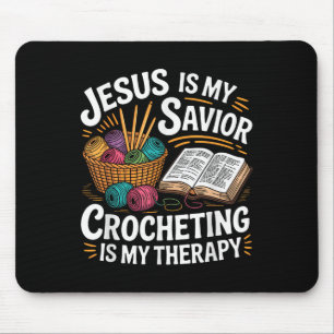 Crocheting Religious Christian Jesus God Crocheter Mouse Pad