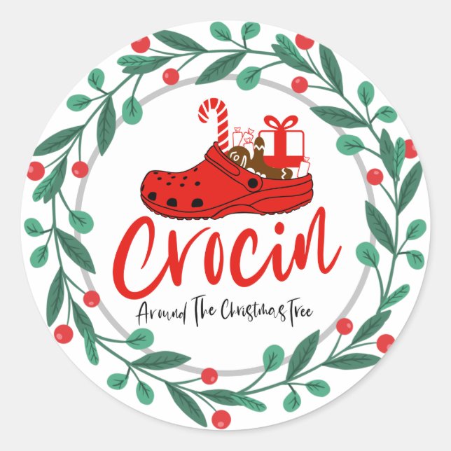 Crocin Around the Christmas Tree   Classic Round Sticker (Front)