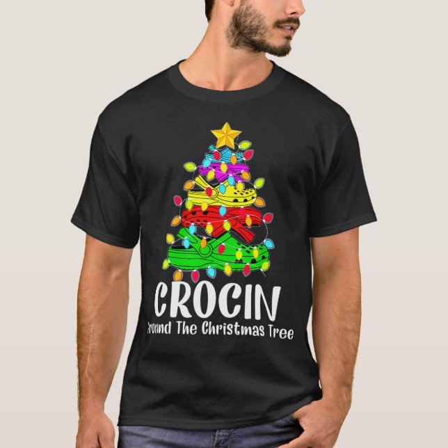 Crocin Around The Christmas Tree Funny Xmas Christ T-Shirt (Front)