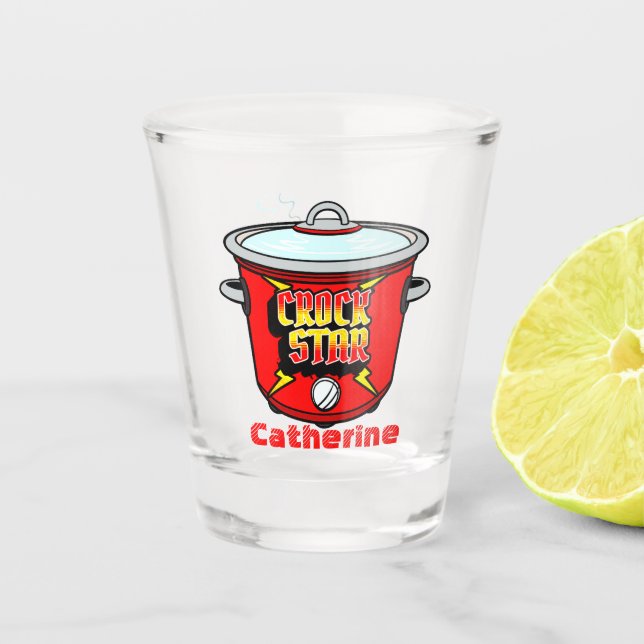 Crock Star Crock Pot  Personalised Shot Glass (Front)