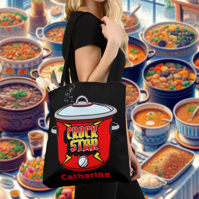 Crock Star Crock Pot  Personalised Tote Bag (Crock Star Collection - Tote Bag with Custom Name)
