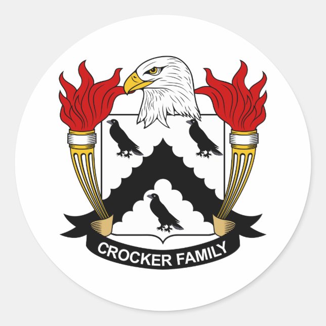 Crocker Family Crest Classic Round Sticker (Front)