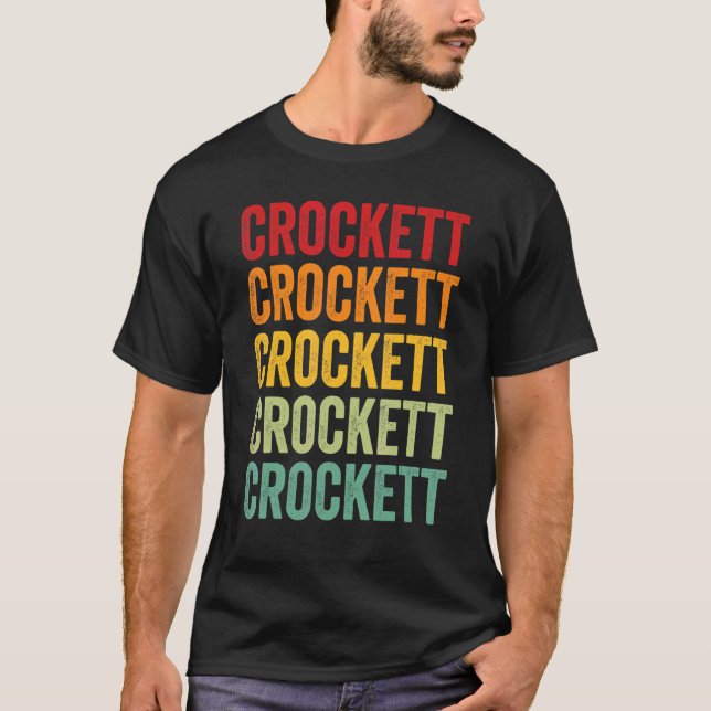 Crockett County Texas Rainbow Text Design T-Shirt (Front)