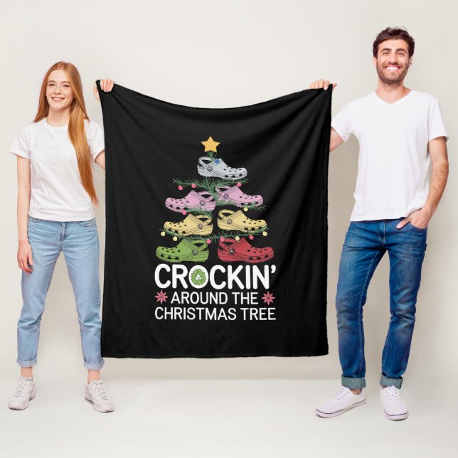 Crockin' Around The Christmas Tree Fleece Blanket (In Situ)