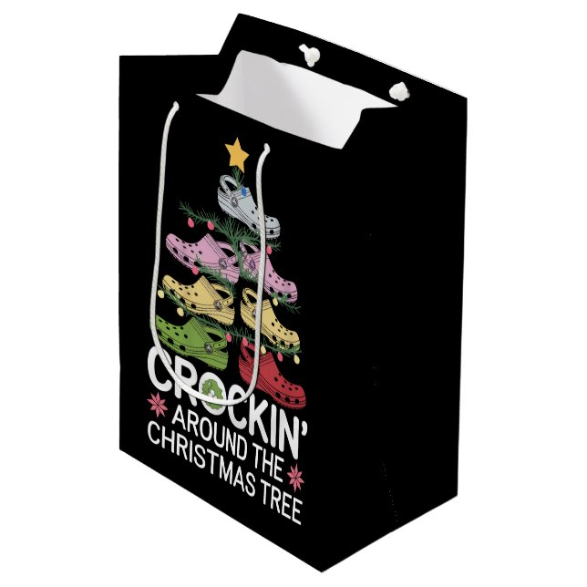 Crockin' Around The Christmas Tree Medium Gift Bag (Front Angled)